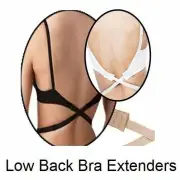 Low Back Bra Extender Womens Strapless Backless Top Dress Strap Black White Nude Polyester