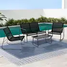 Gardeon Outdoor Lounge Setting Steel Textilene Sofa Set Table and Chairs, Garden