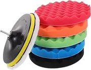 SOESFOUFU 7pcs Car Polishing and Waxing Kit with Wave Sponge Discs and Self Adhesive Balls User Friendly Buffing Tool for Easy Automotive Detailing and Enhanced Shine
