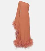 [Taller Marmo] Taller Marmo Ubud Extravaganza feather-trimmed gown AU 4 orange
