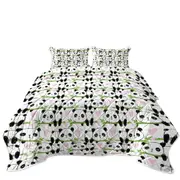 Cute Heart and Panda Drawings Coverlet