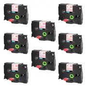 8PK Label Tape Compatible with Brother P-Touch TZ-242 TZe-242 Red on White 0.7''