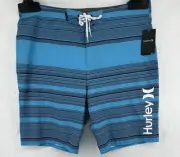 Hurley Phantom Scales O&O Boardshorts Mens 38 Blue Quick Dry Stretch Swim Buckle