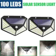 2PCS 100 Led Solar Sensor Light Outdoor Motion Detection Security Garden Lamp