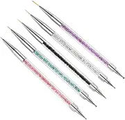PACKOVE 5pcs Double Ended Nail Art Pens Set for Fine Detailing Rhinestone Rod Dotting Tools Versatile Manicure Brushes for Professional Personal Use
