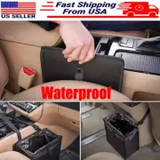 Portable Foldable Leather Car Trash Can Garbage Bin Bag Waste Storage Organizer