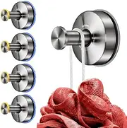 Suction Cup Hooks for Bathroom Suction Towel Hooks Stainless Steel Shower Hooks Suction Towel Holder for Kitchen Wall Hooks Sucker Heavy Duty Vacuum No Drill Brushed Silver 4Pcs