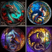 4Pcs Dragon Paint by Number Kit for Adults,Paint by Number for Adults on Canvas,