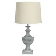 Aged White Wash Resin Base with Linen Shade Table Lamp