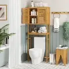 P&P Waterproof Bamboo Over The Toilet Storage Cabinet Shelving w Safe Wall Fixed Kit