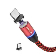 3A LED 360 Degree Rotate Magnetic TPE Fast Charging 1M Type-C Data Cable for Samsung S10+ Xiaomi Redmi Note8 HUAWEI P30Pro RED COLOR