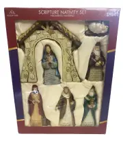 Vintage Holiday Time Scripture Nativity Set NIB