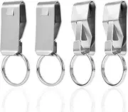 [Gosknor] 4pcs Belt Key Clip, Metal Belt Key Holder Belt Keychain Clip Keyring Holder Clip Belt Loop Key Ring Holder for Car Keys Home Office Supplies, Silver