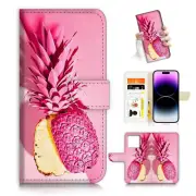 ( For iPhone 15 Pro ) Wallet Flip Case Cover AJ26139 Pineapple