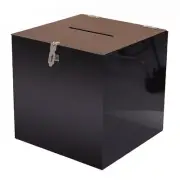 PLAIN BLACK SQUARE ACRYLIC WISHING WELL GIFT CARD BOX INCLUDES FREE LOCK AND KEY