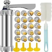Cookie Press Kit DIY Cookie Press Decorating Kit Detachable Cookie Decorating Press with 4 Icing Nozzles and 20 Cookie Molds Dessert Decorating Syringe Set Cookie Maker Press for Biscuits