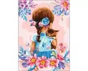 "Kitten and Girl"" Printed Needlepoint Tapestry Canvas 6335