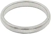 [Dwellia] Chunky Gold Bangle Bracelet Set Stack for Women Men Stretchy Snake Link Chain Flexible Wide Wristband Bangles Bracelets Sliver 16mm18cm (loop 5.5cm)