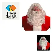 Professional Santa Wig Beard Set Synthetic Fiber White Mustache Washable Exce...