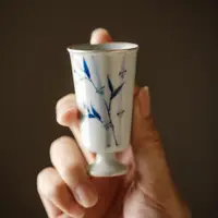在飛比找ETMall東森購物網優惠-中式復古手繪松竹梅品茗杯青瓷