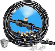 HOMENOTE Misting Cooling System - 59FT (18M) Misting Line + 20 Brass Nozzles + Brass Adapter (3/4") Outdoor Mister for Patio, Backyard, Garden, Greenhouse Watering