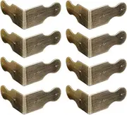 Tiazza 8Pcs Pure Brass Box Corner Protector Corner Braces Hardware Desk Edge Right Angle Guards Wood Jewelry Box Photo Frame Accessories (Antique Bronze)
