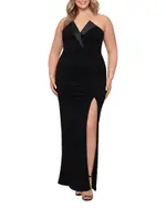 Betsy & Adam Strapless Tuxedo Gown