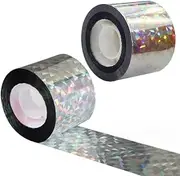 2pcs-Double Sided Holographic Flash Deterrent to Birds,Reflective Bird Deterrent Ribbon Scarer Repeller (4.8 cm x 80 m) Bird Control Device for Woodpecker,Magpie,Crows,Pigeon,Geese Orchard etc.
