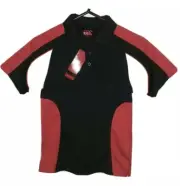 KIDS CCC CANTERBURY RUGBY LEAGUE STYLE POLO SHIRT SIZE 6 BLACK RED WHITE UNIFORM