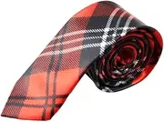 [Zasel] Mens Red & Black Plaid Striped 5cm Skinny Neck Tie Red, Black, White Patterned Skinny Ties
