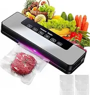Vacuum Sealer Machine, Food Sealer with 10 Airtight Bag Roll Storage Space, 8-in-1 65Kpa Food Vacuum Machine, Pulse Function, Dry and Moist Modes, Suction Powe Sealer Built in Cutter ﻿