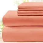 6 Pieces Bed Sheets Set(King, Coral) - Super Soft 1800 Thread Count 100% Microfi