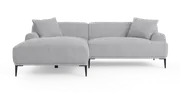 Brosa Seta 4 Seater Sofa with Chaise - Gainsboro Grey; Left Chaise