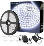LED Light Strip 16.4ft, 6000K Daylight, 300 LEDs, Dimmable, Bedroom, Kitchen