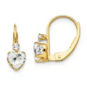 Madi K Kid's Earrings 14k Yellow Gold Heart Leverback Cubic Zirconia