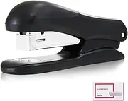 PROMISE FLOURISH Stapler with 1000 Staples, 25 Sheet Capacity, Desktop Labour Saving Stapler for Office School Home (Black)