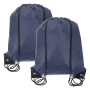 Drawstring Backpack Bags, 2 Pack Sports Cinch Sack Draw String Bag, Navy Blue