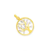 9ct Gold Two Tone Tree Of Life Circle Pendant