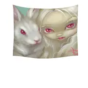 Faces of Faery #100 Beautiful Albino Girl and Bunny Tapestry