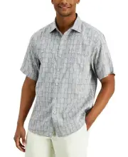 Tommy Bahama Men's Pina Block Party, Short Sleeve Shirt, Turbulence, S