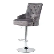 Fin Swivel Velvet Ergonomic Barstool High Back Arms Kitchen Island Bar Counter Chair