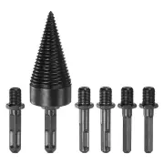 7pcs 42mm Firewood Drill Bit Wood Log Splitter Drill, Square Hex Round Shank