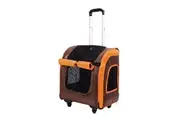 Ibiyaya New Liso Backpack Parallel Transport Pet Trolley- Orange/Brown