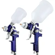 Giantz 2PC HVLP Air Spray Gun Gravity Feed Cup Nozzles Included