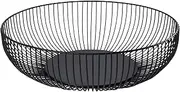7UYUU Metal Wire Countertop Fruit Bowl Basket Holder for Kitchen | Black Modern Home Storage Decor Stand - 11 Inch (Round C)