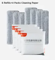 Joybos®Free-Press Colorful Mop Bucket and Wringer Combo Consumable 6 REFILLS+4 PACKS CLEANING PAPER