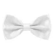 Men's White Satin Bow Tie Solid Colour Pre Tied Bowtie Necktie Tuxedo Wedding Women