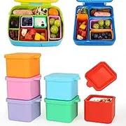 Biottro Silicone Salad Dressing Container To Go 6PCS Reusable Snack Container with Lids Food Storage for Sauce Condiment Soup Yogurt Leak-Proof - Mini Size - 2 oz (Square)