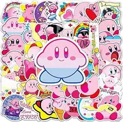 Kirby Stickers Pack of 50 Cartoon Cute Game Kirby Stickers for Laptop Skateboard Guitar Fridge Scrapbook Luggage Car Motorcycle Waterproof Trendy Aesthetic Sticker for Teenagers Children