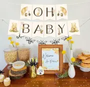 Baby Shower Decorations 1st Bday Party Supplies Cute Banner "Oh Baby" Pooh Bear